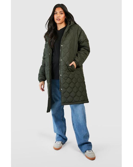 Boohoo Blue Maternity Quilted Longline Parka Jacket