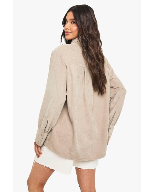Boohoo Natural Peached Shoulder Pad Shirt