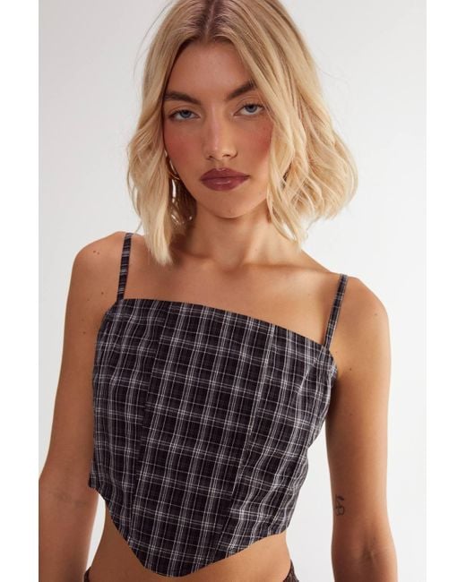 Nasty Gal Blue Flannel Corset Top