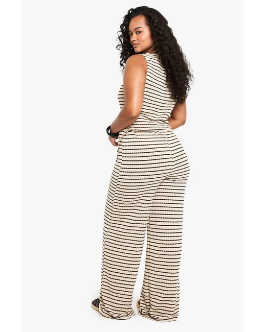 Boohoo Natural Plus Stripe Single Channel Wide Leg