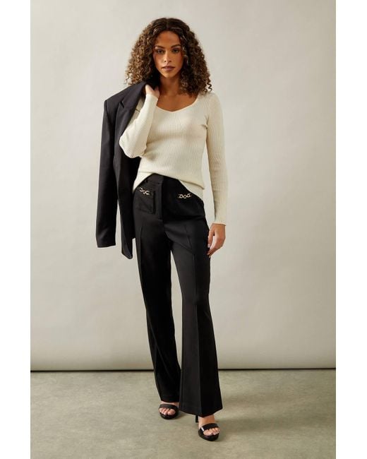Wallis Black Patch Pocket Wide Pants
