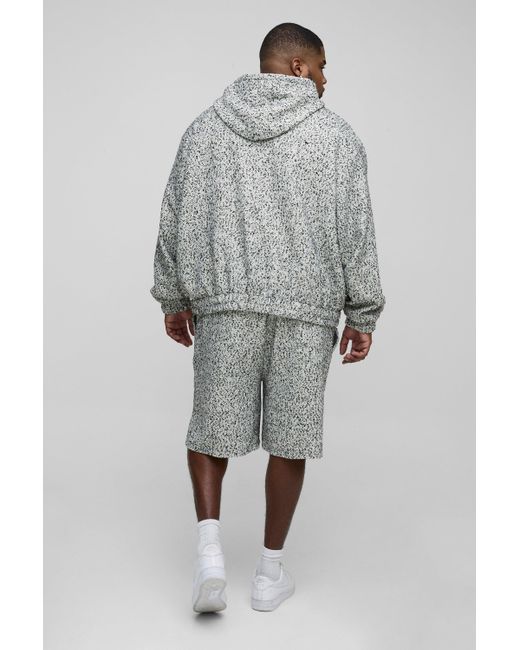 Sudadera Plus Oversize Recta De Tejido Bouclé Con Capucha Boohoo de color Gray