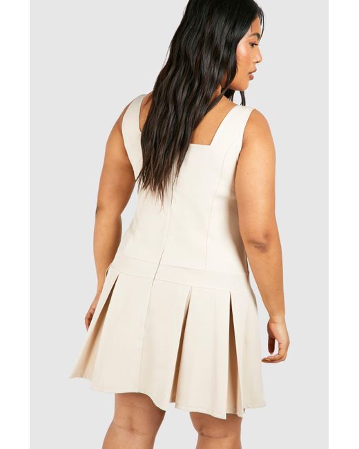 Boohoo Natural Plus Woven Bow Detail Strappy Skater Dress