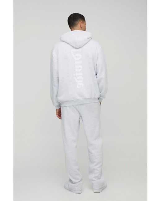 BoohooMAN White Oversized Worldwide Gusset Twisted Drawcord Tracksuit for men