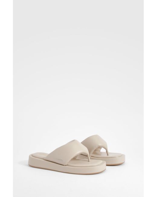 Boohoo White Chunky Padded Flip Flop Sandals