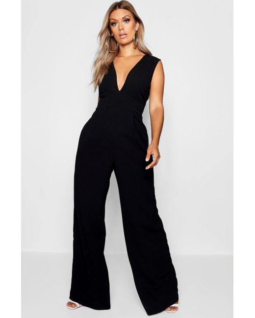 plus plunge wide leg jumpsuit