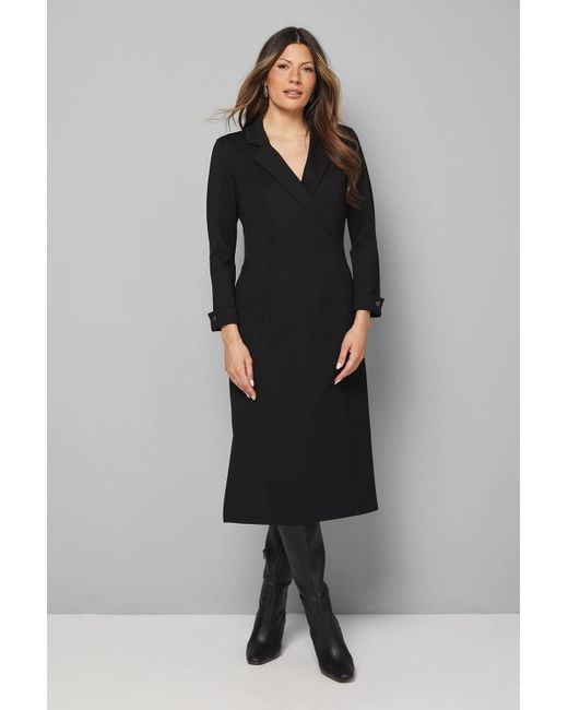 Wallis Ponte Jersey Collared Pencil Dress in Black | Lyst