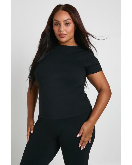 Boohoo Black Plus Supersoft Peached Sculpt Top