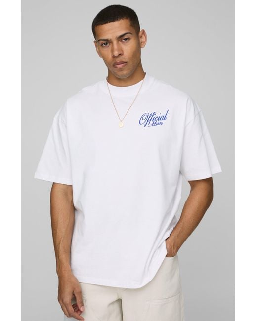 BoohooMAN Weißes Oversize T-Shirt mit Amalfi Coast Print in Gray für Herren