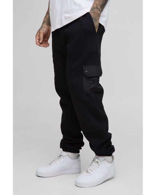 BoohooMAN Tall Jersey-Jogginghose mit Utility-Taschen in Black für Herren