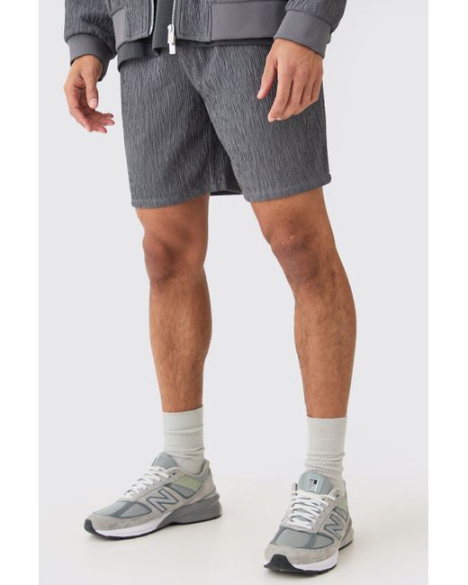 BoohooMAN Textured Satin Smart Shorts in Blue für Herren