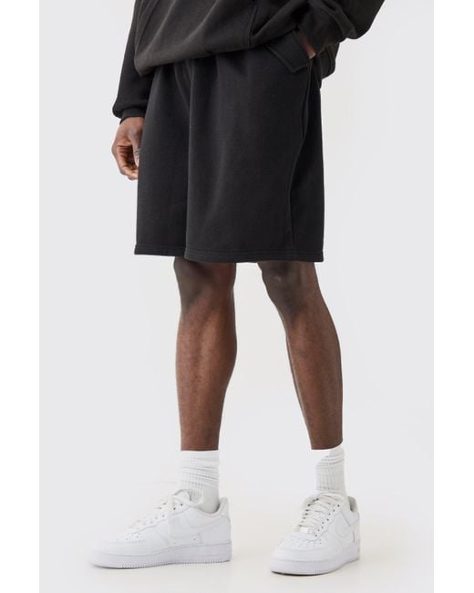 BoohooMAN Black Oversized Drop Crotch Jersey Shorts for men