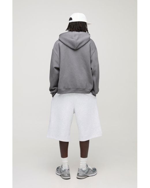 Sudadera Oversize Recta Con Capucha Y Cremallera De 330G/M2 Boohoo de color Gray