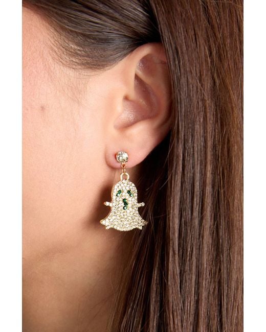 Boohoo Brown Halloween Embellished Ghost Earrings