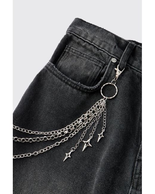 Cadena Para Vaqueros Con Estrellas Boohoo de color Black