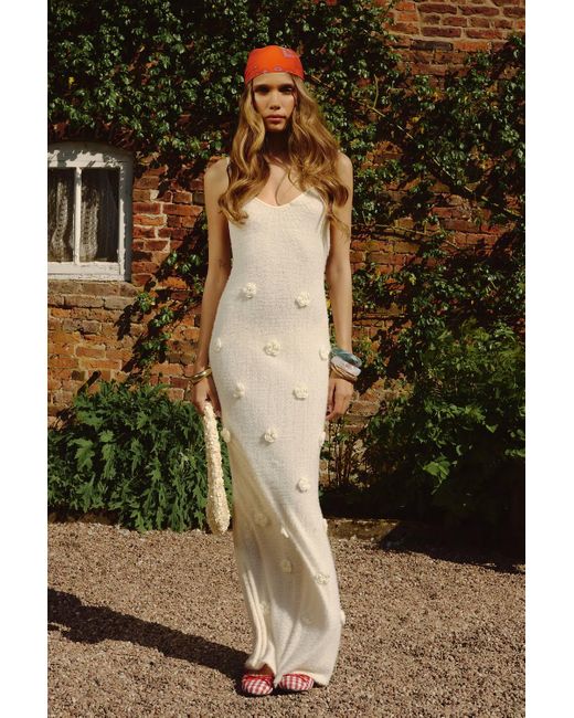 crochet dress boohoo White Premium Patchwork Crochet Maxi Dress