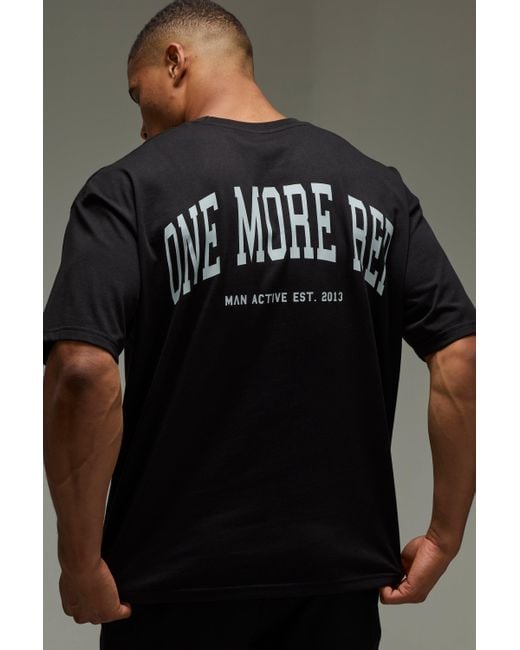 Camiseta Man Active Oversize Con Estampado One More Rep Boohoo de color Black