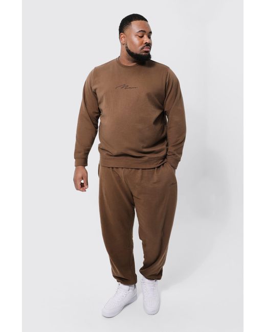 verden hat Fern Boohoo Plus Man Signature Sweatshirt Tracksuit in Brown for Men | Lyst