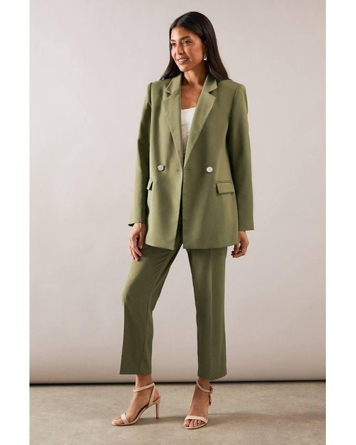 Wallis Green Double Breasted Button Detail Blazer