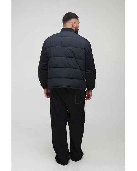 Boohoo Blue Plus Regular Fit Quilted Scuba Sleeve Puffer