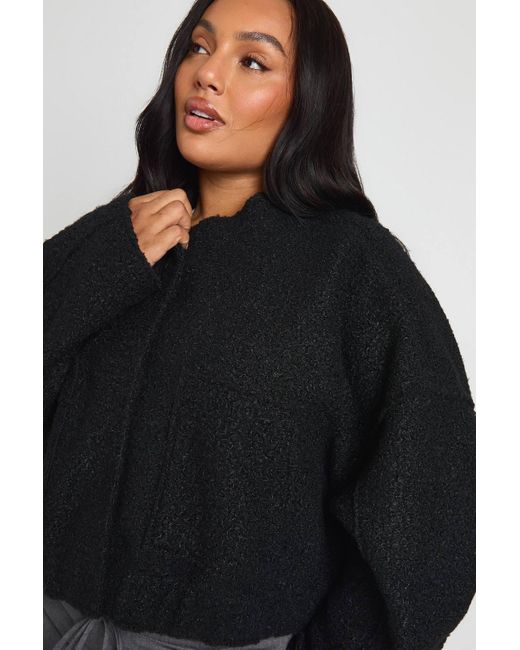 Boohoo Black Plus Boucle Bomber Jacket