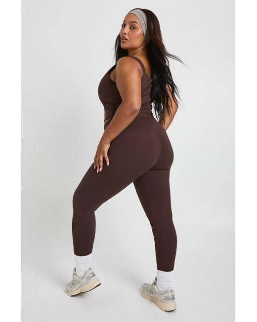 Boohoo Brown Plus Super Soft Sculpt Seam Detail Legging