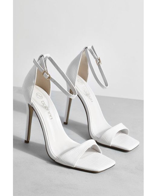 Boohoo Wide Width Barely There Stiletto Heel in White | Lyst Canada