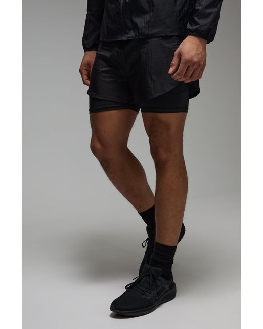 BoohooMAN Man Active 2-in-1 Shorts in Black für Herren
