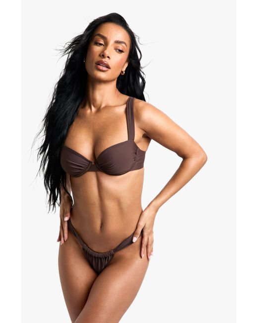 Boohoo Black Swimwear Essentials Ruched Brief