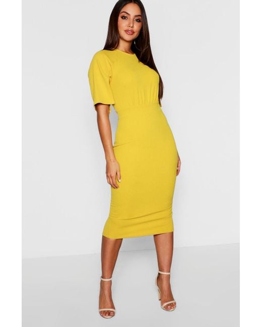 split sleeve detail wiggle midi dress