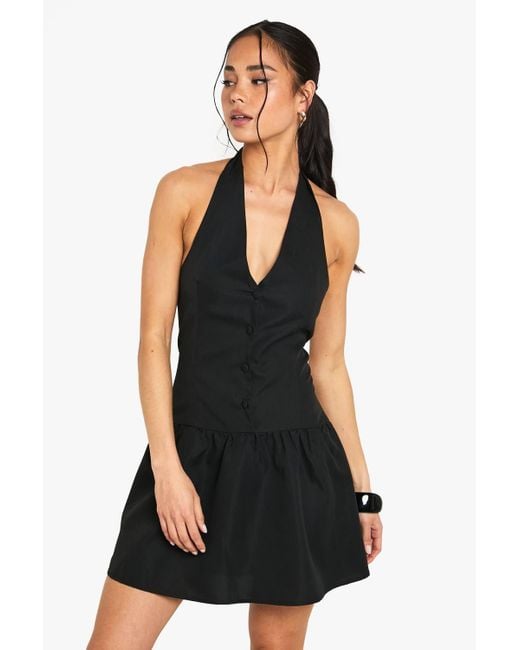 sachin and babi light blue dress BOOHOO DOUBLE SLINKY TIE DETAIL MINI DRESS main image 0
