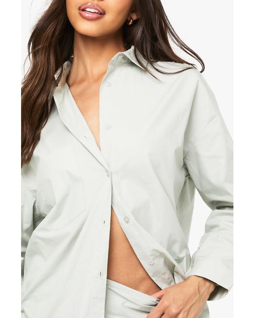 Oversized Shirt Boohoo de color White