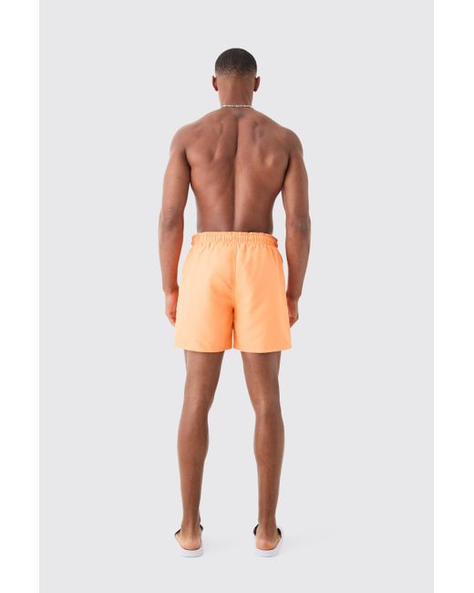 BoohooMAN Plain Mid Length Swim Short in Orange für Herren
