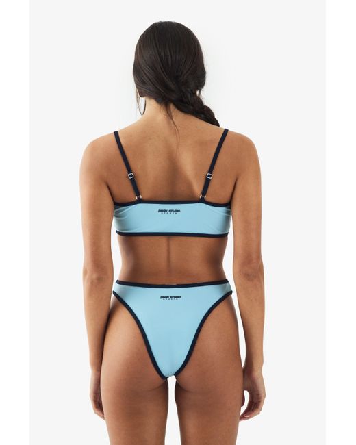 Boohoo Blue Dsgn Studio Sports Sqaure Neck Strappy Bikini Top