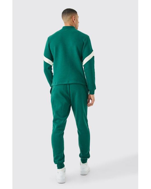 BoohooMAN Official Colorblock Trainingsanzug mit Reißverschluss in Green für Herren