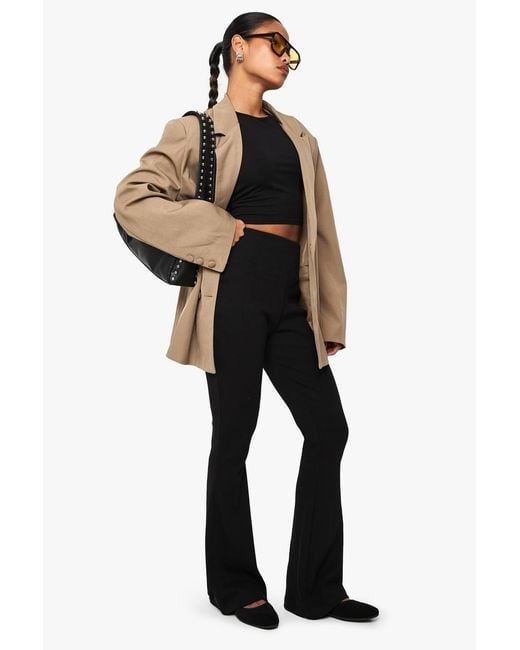 Boohoo Black Basics Rib Flared Legging