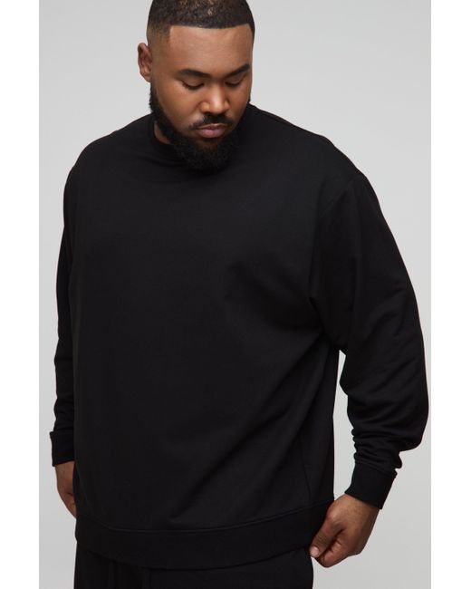 Boohoo Black Plus 260Gsm Loopback Oversized Fit Basic Sweat