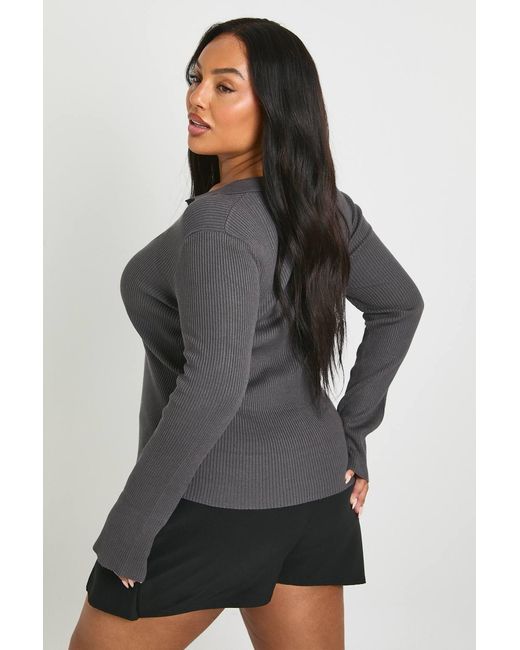 Boohoo Gray Plus Button Down Cardigan