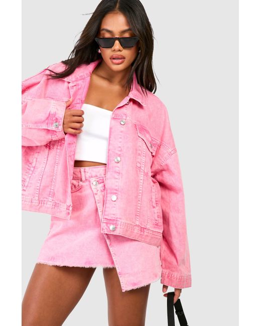 Pink Acid Wash Denim Jacket Boohoo