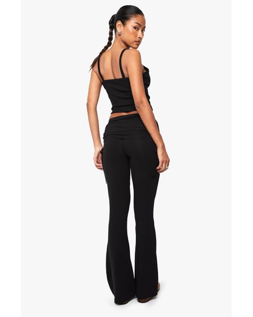 Boohoo Black Basics Fold Over Waist Flare Legging