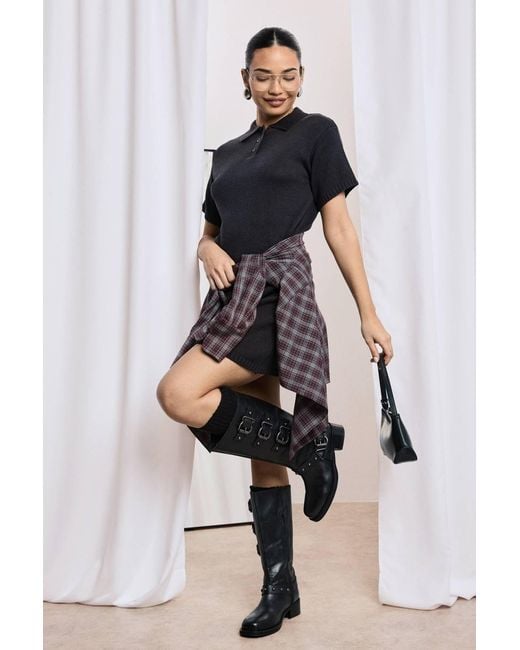 Boohoo Women's Collared Button Down Oversized Knitted Dress