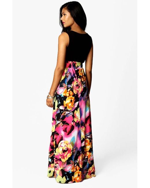 rose print maxi dress