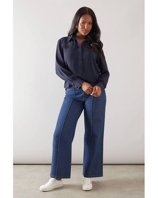 Wallis Blue Pocket Button Through Shirt