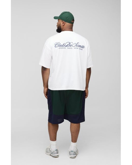 BoohooMAN Brown Plus Varsity Mesh Drop Crotch Shorts for men