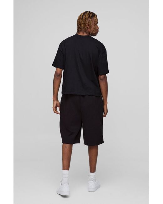 BoohooMAN Black Tall Oversized Drop Crotch Basic Shorts for men