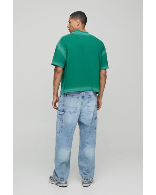 Camiseta Oversize Recta Con Lavado A La Piedra Boohoo de color Green