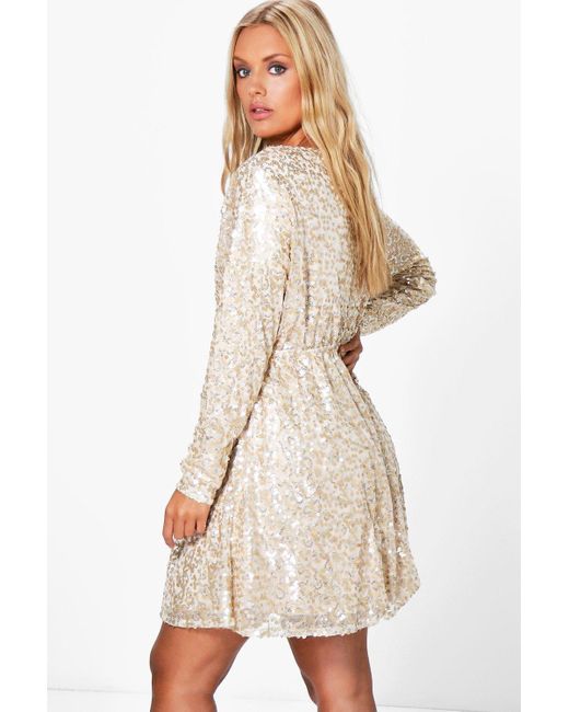 boohoo sequin wrap dress
