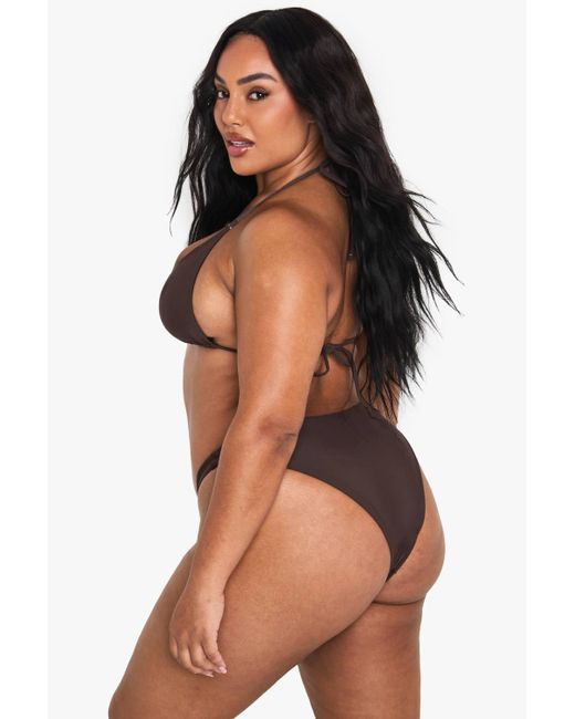 Boohoo Brown Plus Swimwear Essentials V Front Brief