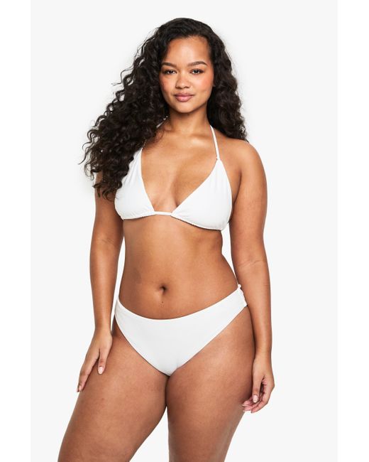 Boohoo White Plus Swimwear Essentials High Waist Brief