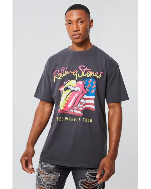 Gamle tider Ubetydelig sekvens BoohooMAN Oversized Rolling Stones License T-shirt in Gray for Men | Lyst